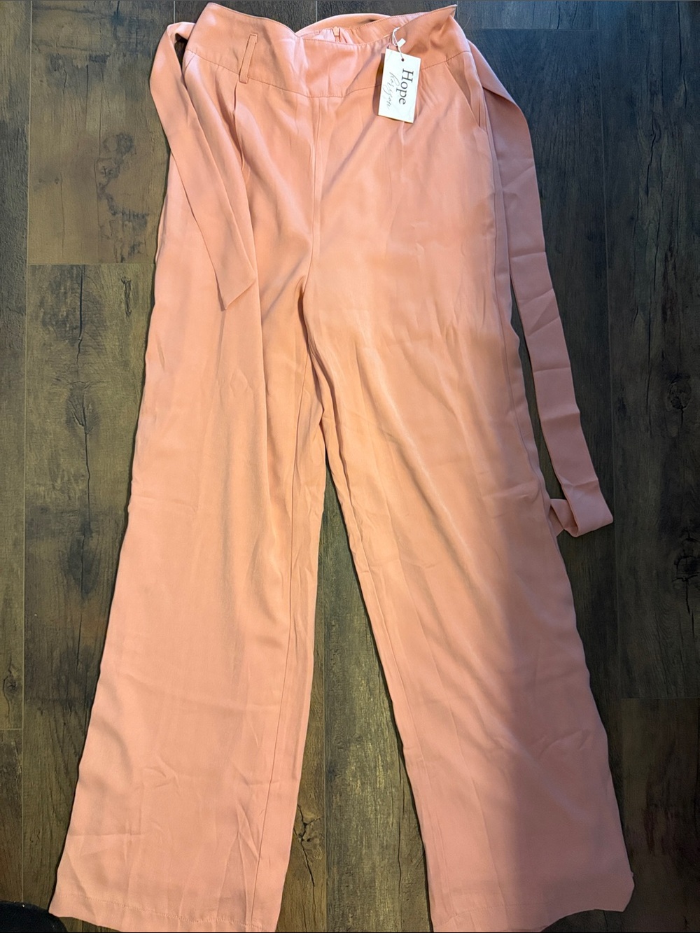Tie-Waist Wide-Leg Pants in Dusty Rose